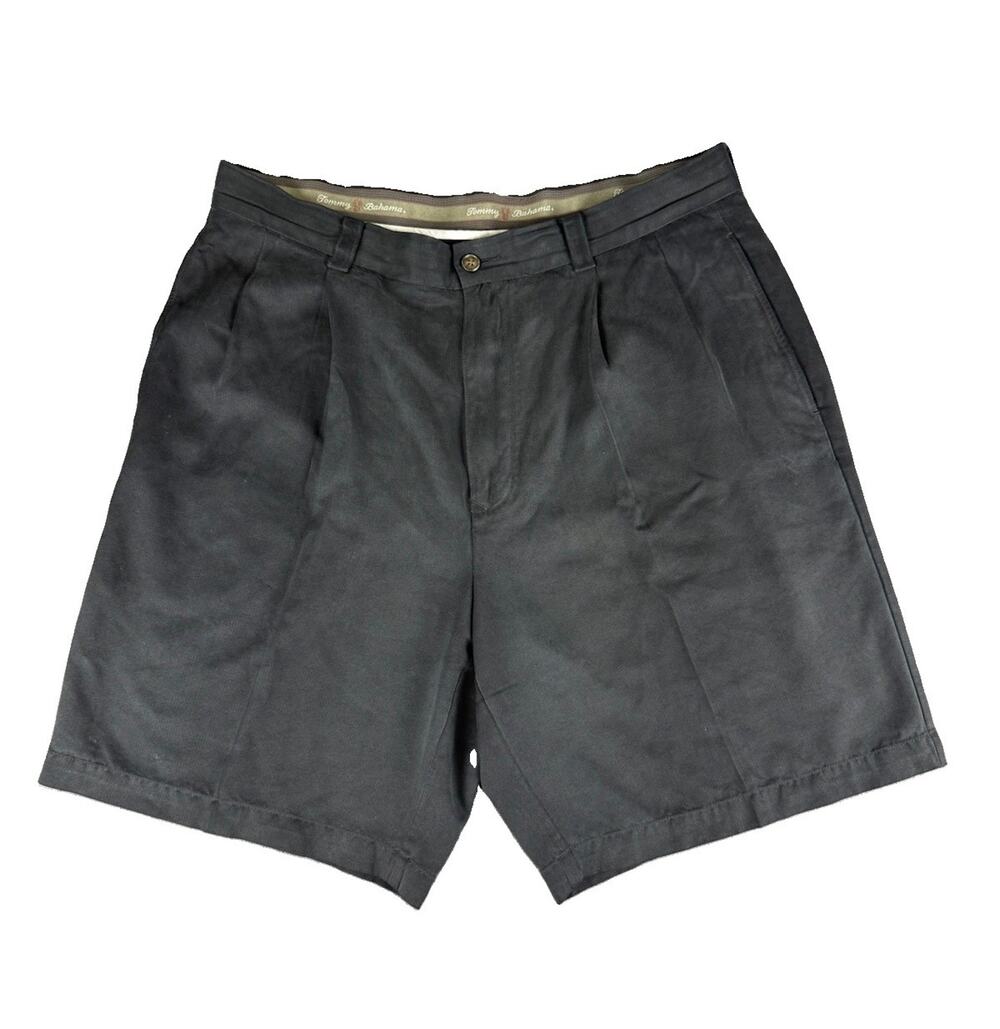 Tommy Bahama Men’s 34 Black 100% Silk Pleated Dress Shorts Golf Resort Luxury